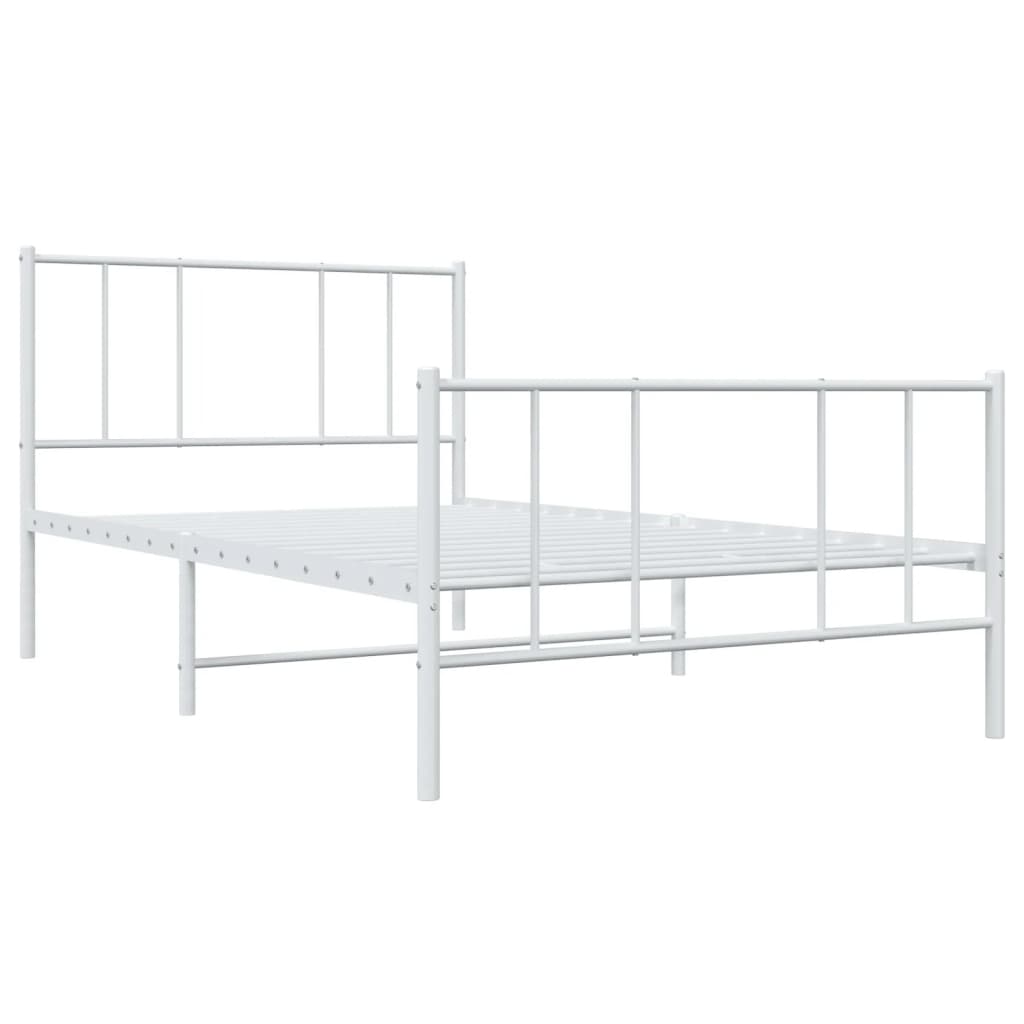 Bed frame with head and footboard metal white 90x200 cm