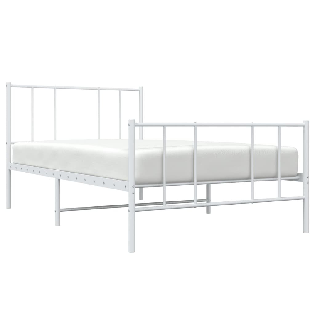 Bed frame with head and footboard metal white 90x200 cm