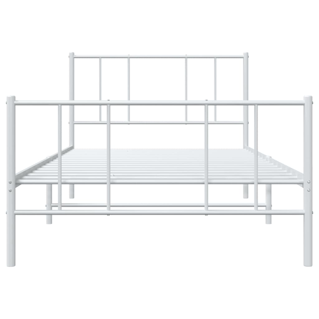 Bed frame with head and footboard metal white 90x200 cm