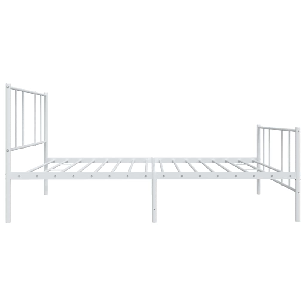 Bed frame with head and footboard metal white 90x200 cm