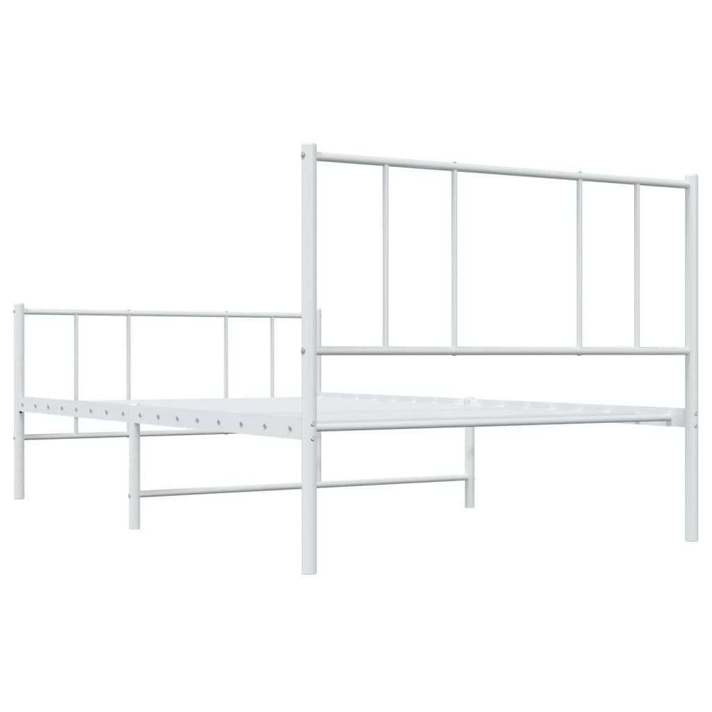 Bed frame with head and footboard metal white 90x200 cm