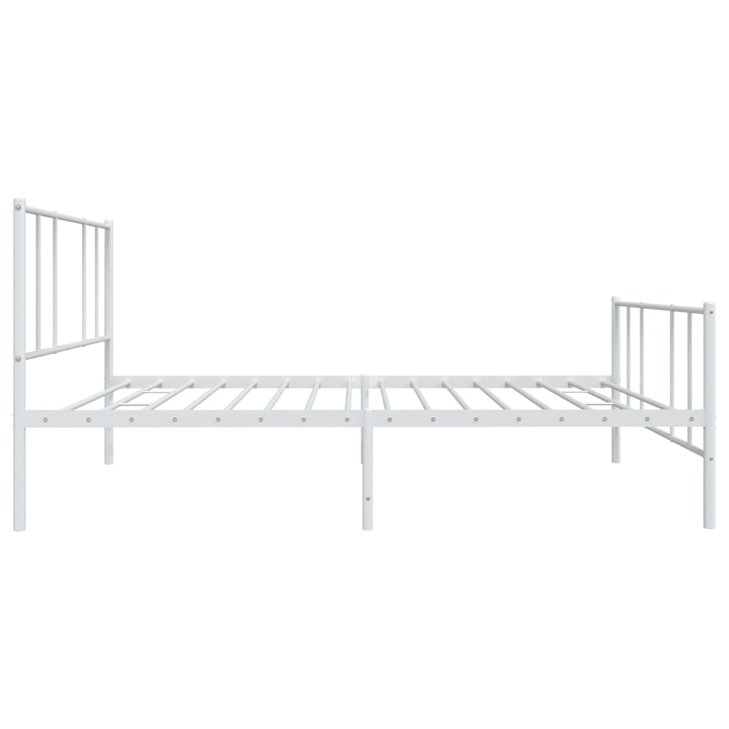 Bed frame with head and footboard metal white 100x190 cm