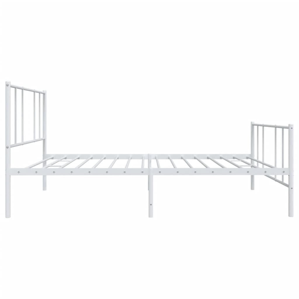 Bed frame with head and footboard metal white 107x203 cm