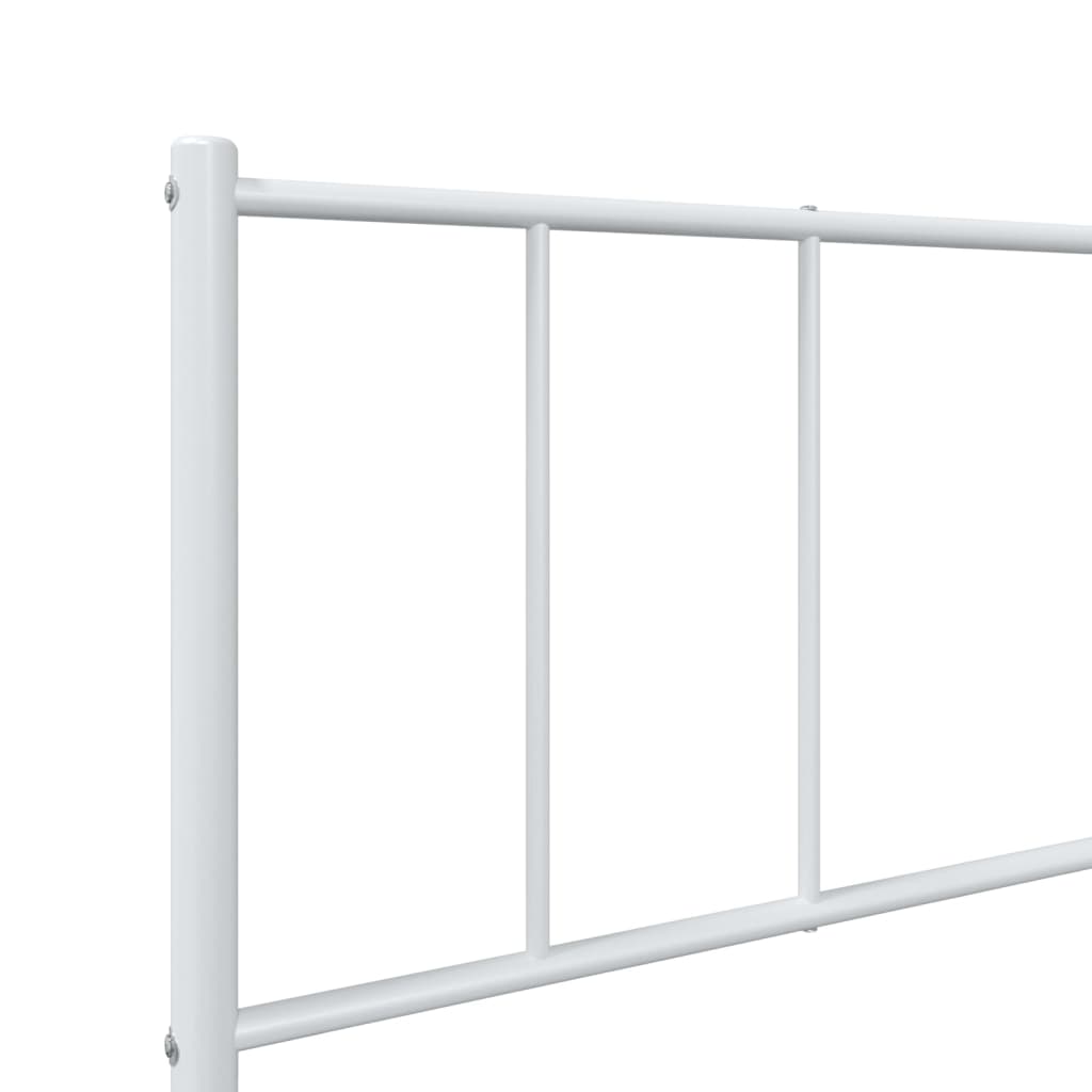 Bed frame with head and footboard metal white 107x203 cm