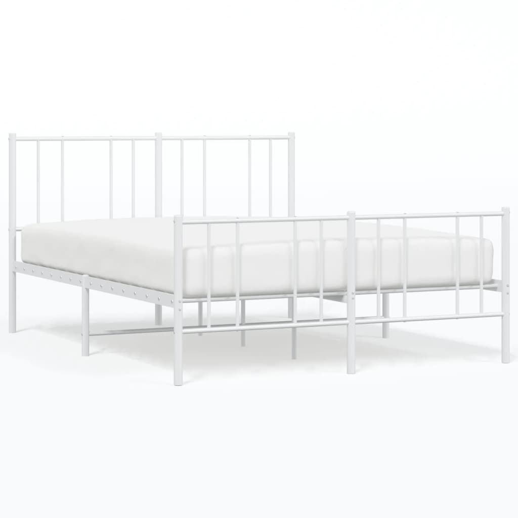 Bed frame with head and footboard metal white 120x190 cm