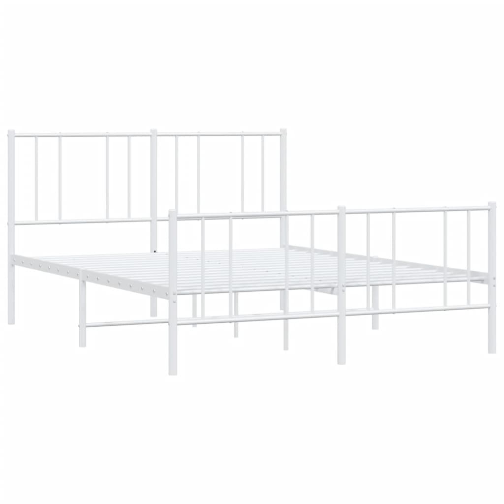 Bed frame with head and footboard metal white 120x190 cm