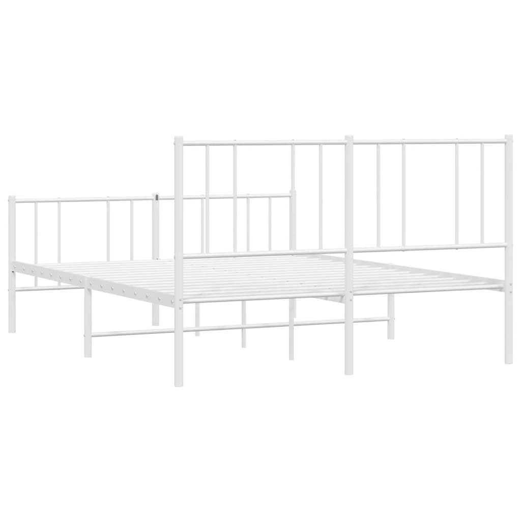 Bed frame with head and footboard metal white 120x190 cm