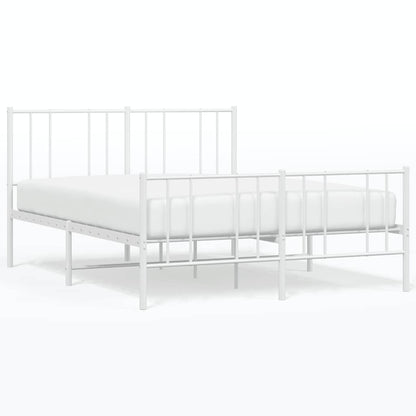 Bettgestell mit Kopf- und Fußteil Metall Weiß 120x200 cm