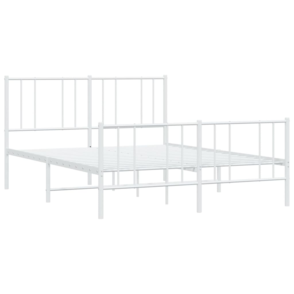 Bed frame with head and footboard metal white 120x200 cm