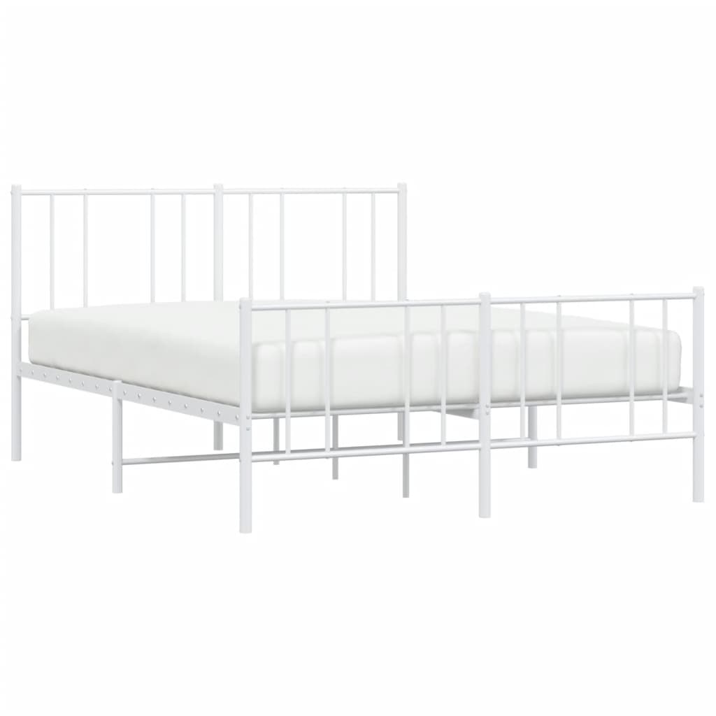 Bed frame with head and footboard metal white 120x200 cm
