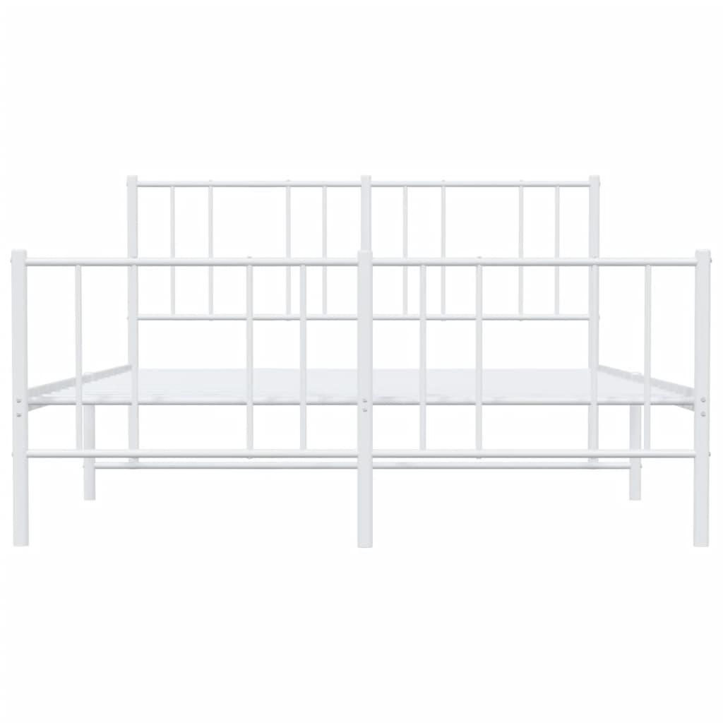 Bed frame with head and footboard metal white 120x200 cm