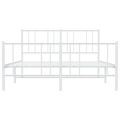 Bettgestell mit Kopf- und Fußteil Metall Weiß 120x200 cm
