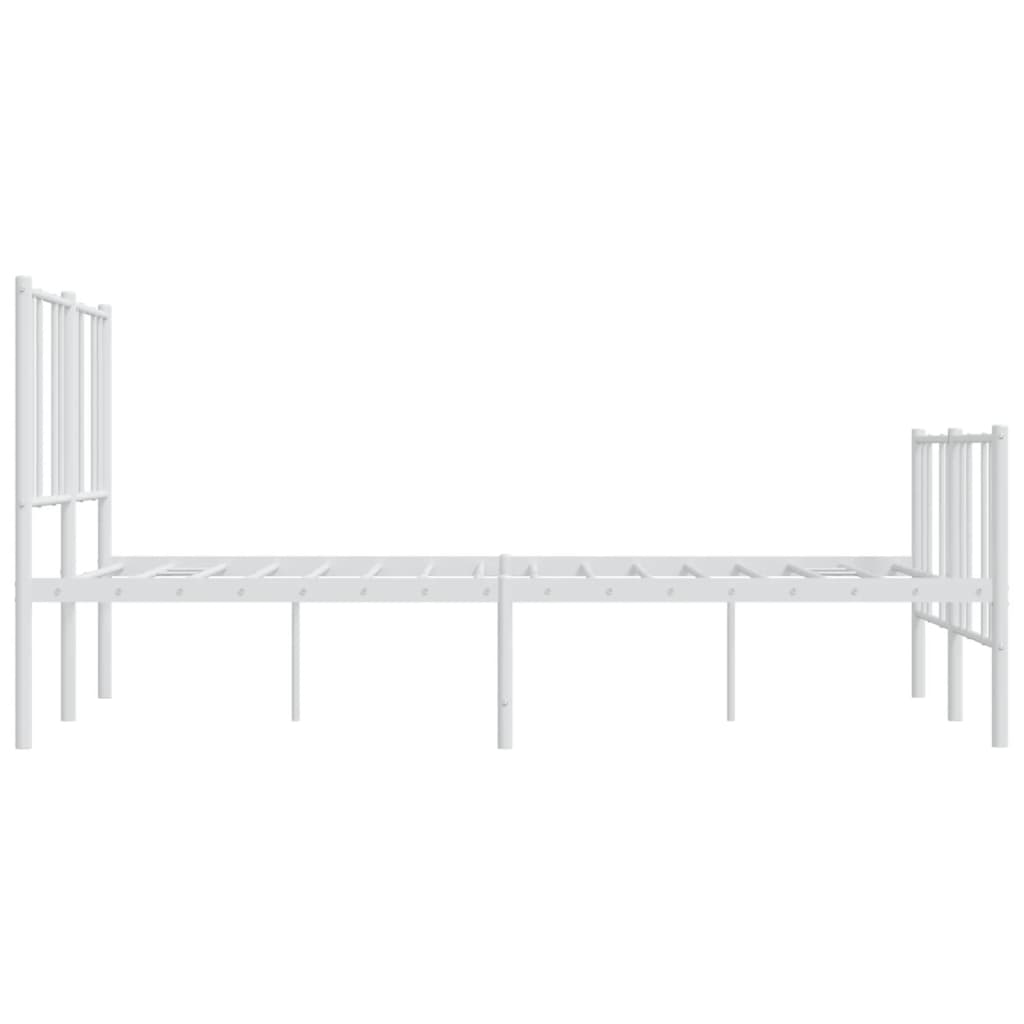 Bed frame with head and footboard metal white 120x200 cm