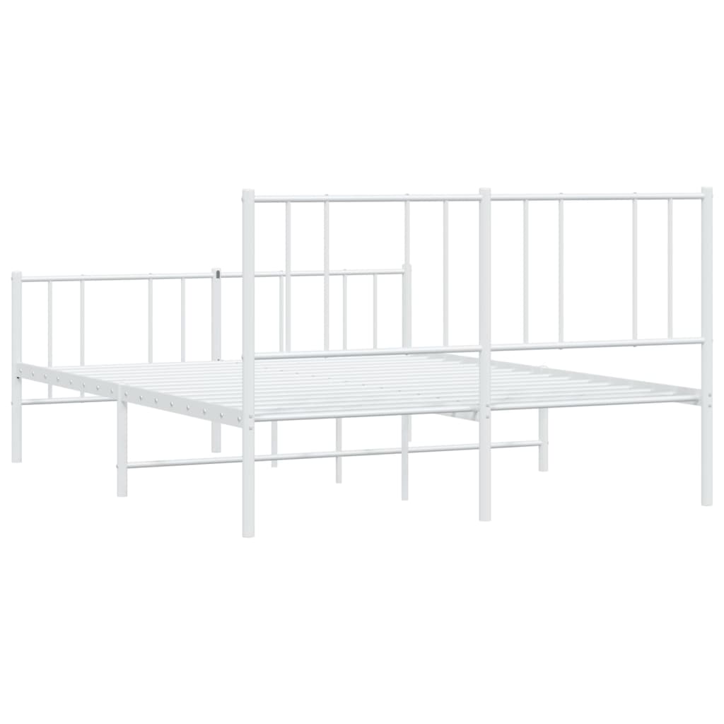 Bed frame with head and footboard metal white 120x200 cm