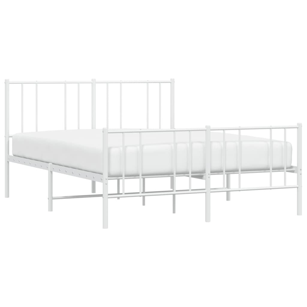 Bed frame with head and footboard metal white 140x190 cm