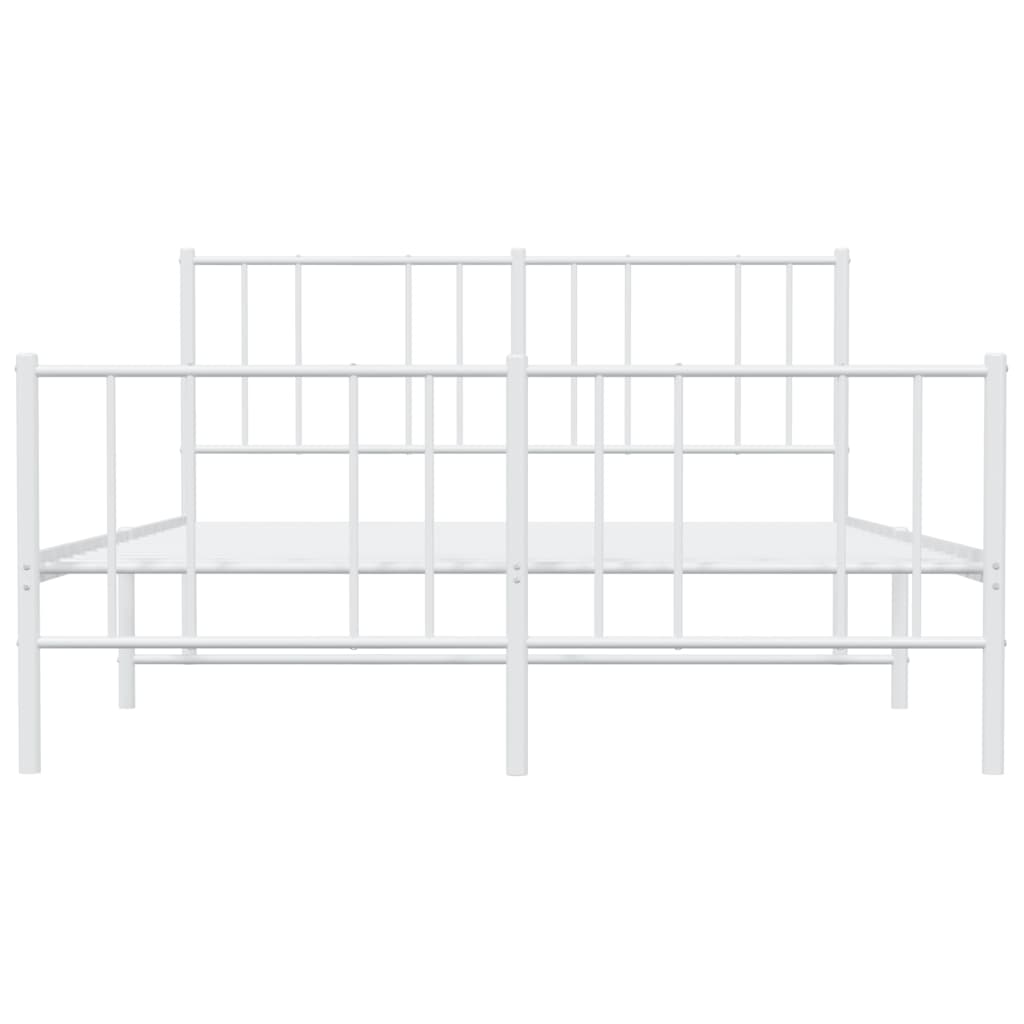 Bed frame with head and footboard metal white 140x190 cm