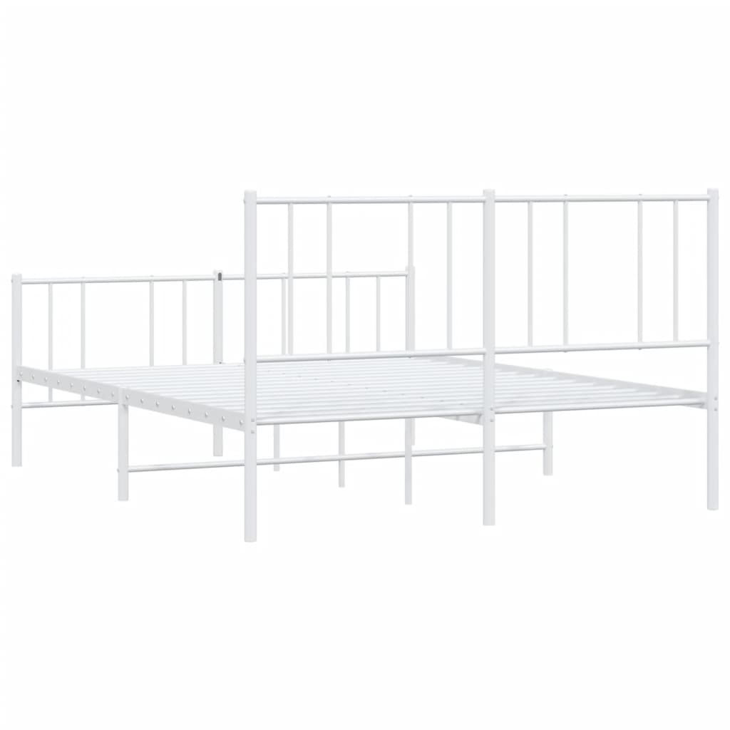 Bed frame with head and footboard metal white 140x190 cm