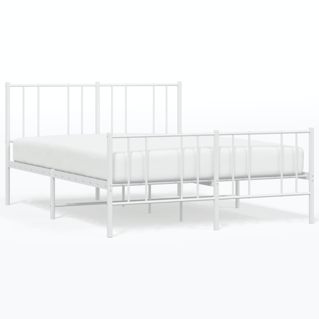 Bed frame with head and footboard metal white 140x200 cm