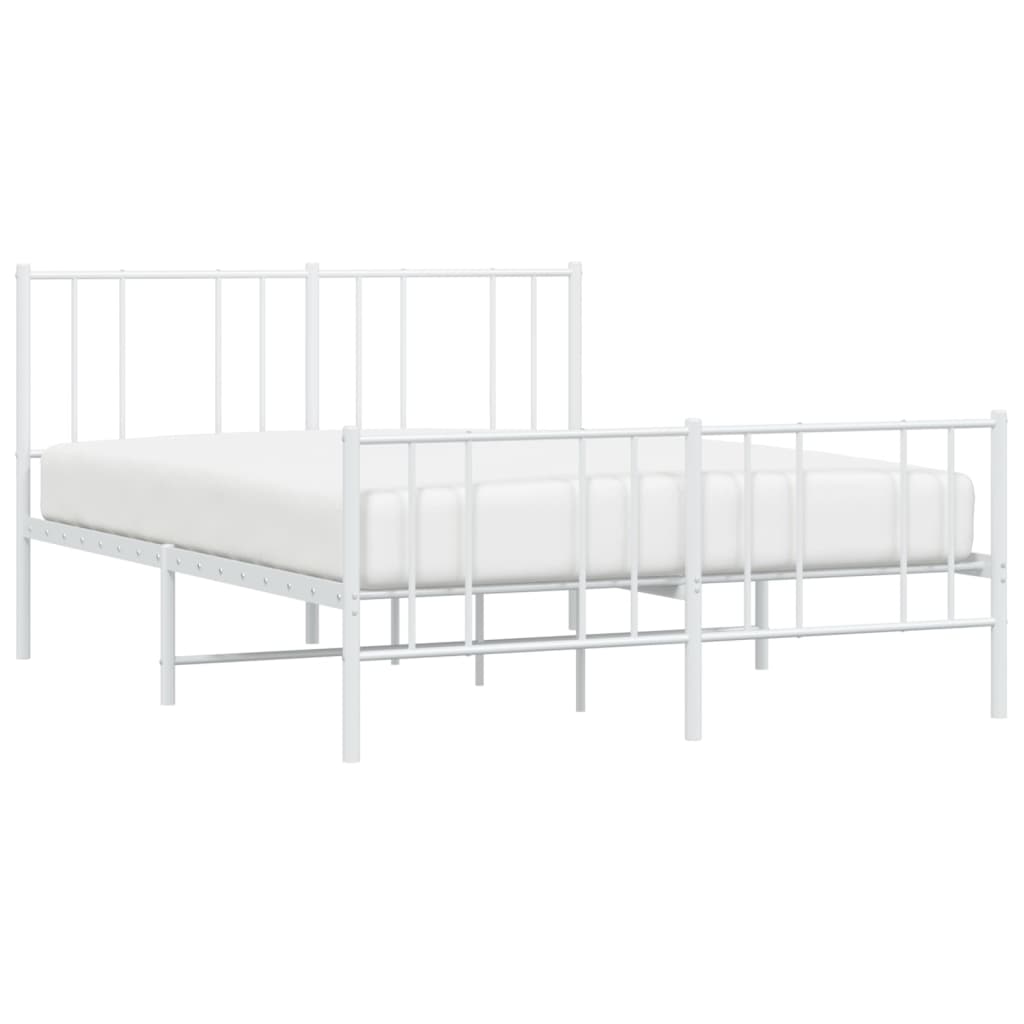 Bed frame with head and footboard metal white 140x200 cm