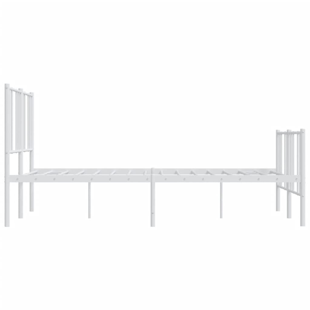 Bed frame with head and footboard metal white 140x200 cm