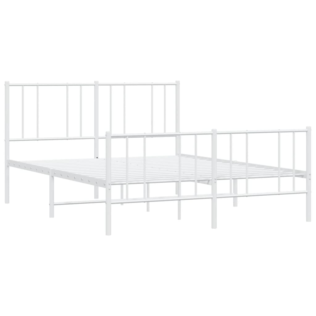 Bed frame with head and footboard metal white 150x200 cm