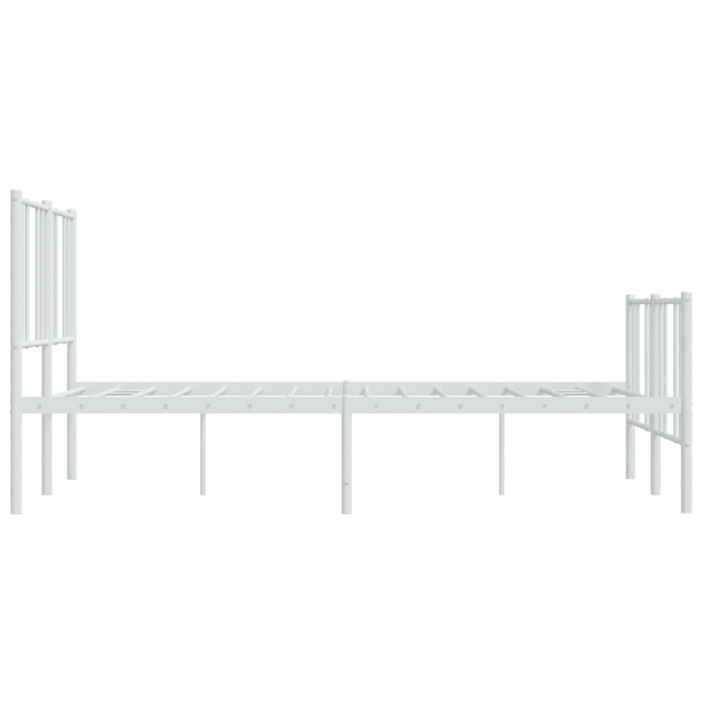 Bed frame with head and footboard metal white 150x200 cm