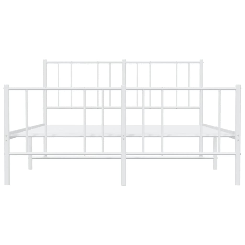 Bed frame with head and footboard metal white 160x200 cm