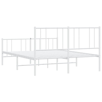 Bettgestell mit Kopf- und Fußteil Metall Weiß 160x200 cm