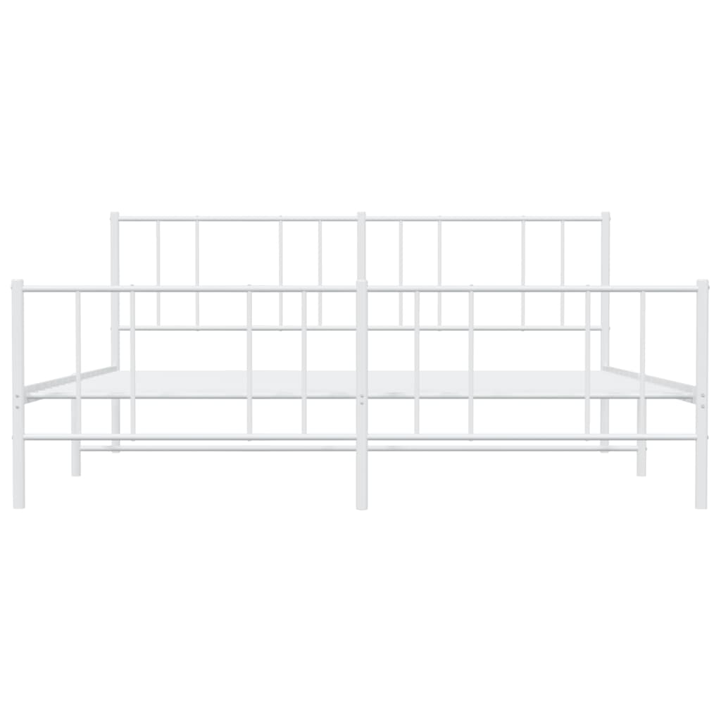 Bed frame with head and footboard metal white 180x200 cm