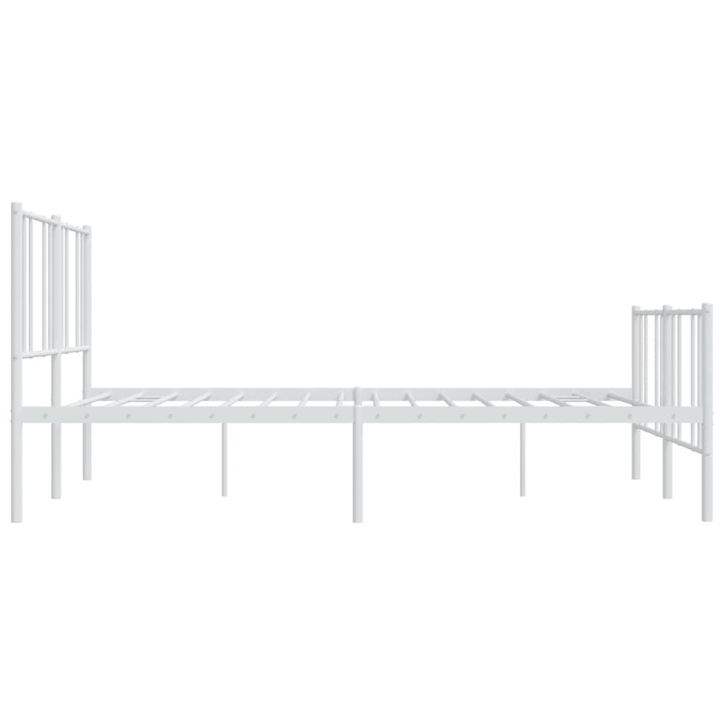 Bed frame with head and footboard metal white 180x200 cm