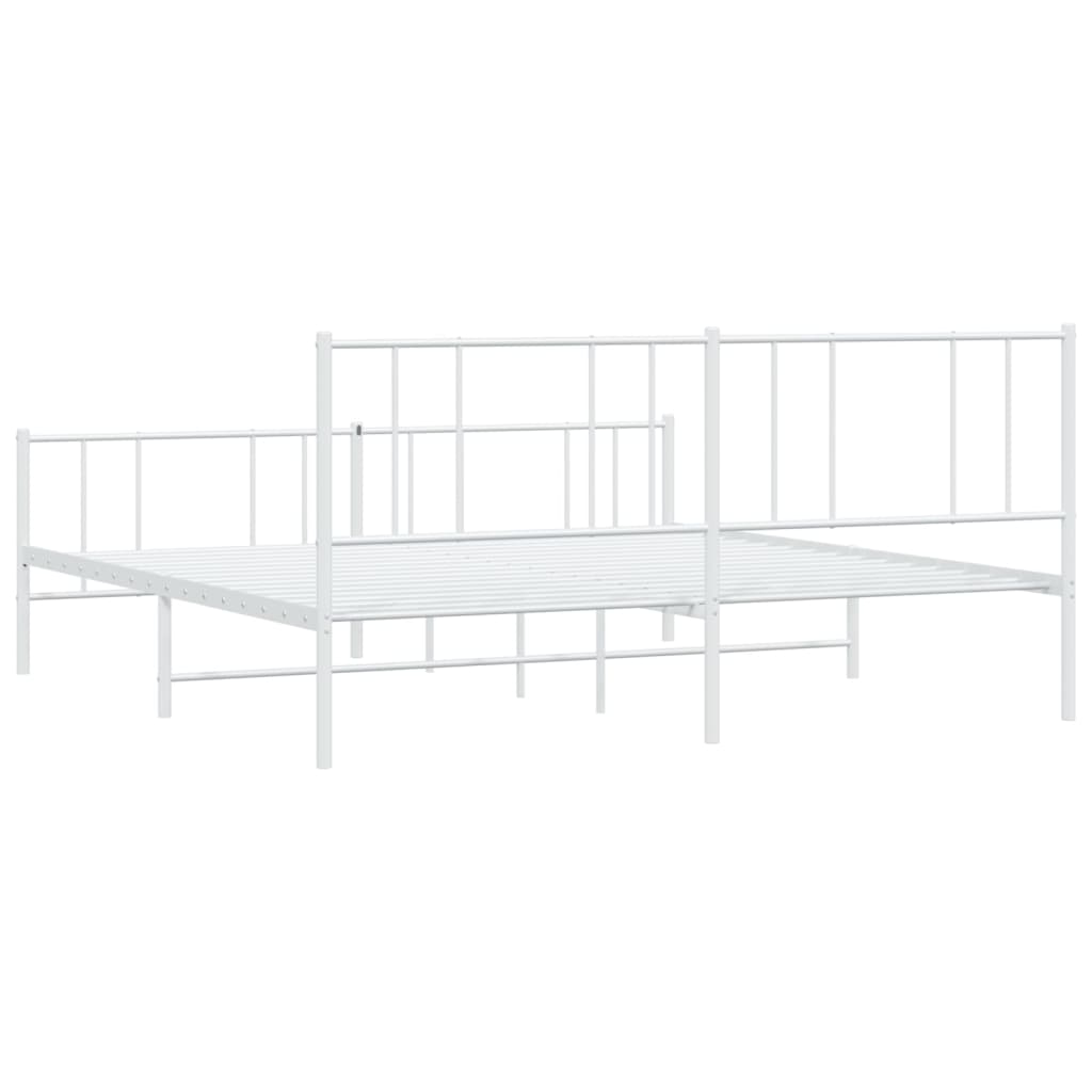 Bed frame with head and footboard metal white 180x200 cm