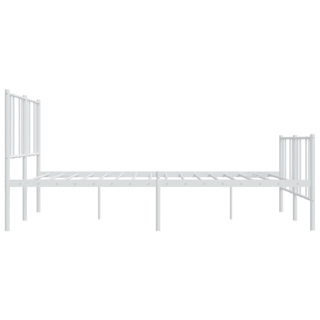 Bed frame with head and footboard metal white 193x203 cm