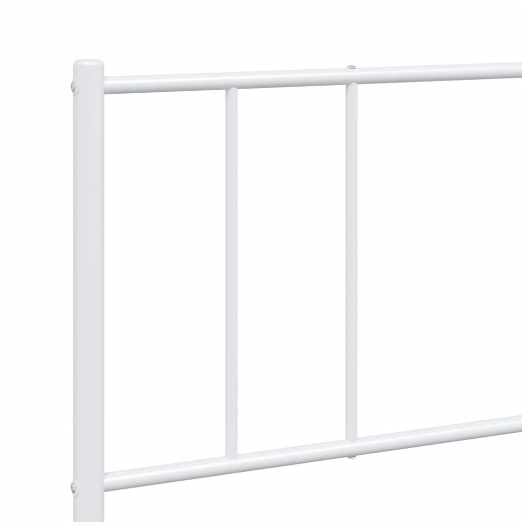 Bed frame with head and footboard metal white 193x203 cm