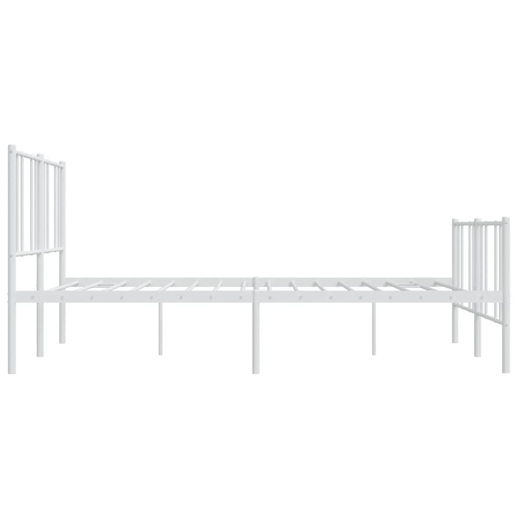 Bed frame with head and footboard metal white 200x200 cm