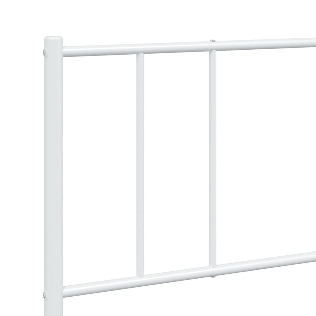 Bed frame with head and footboard metal white 200x200 cm