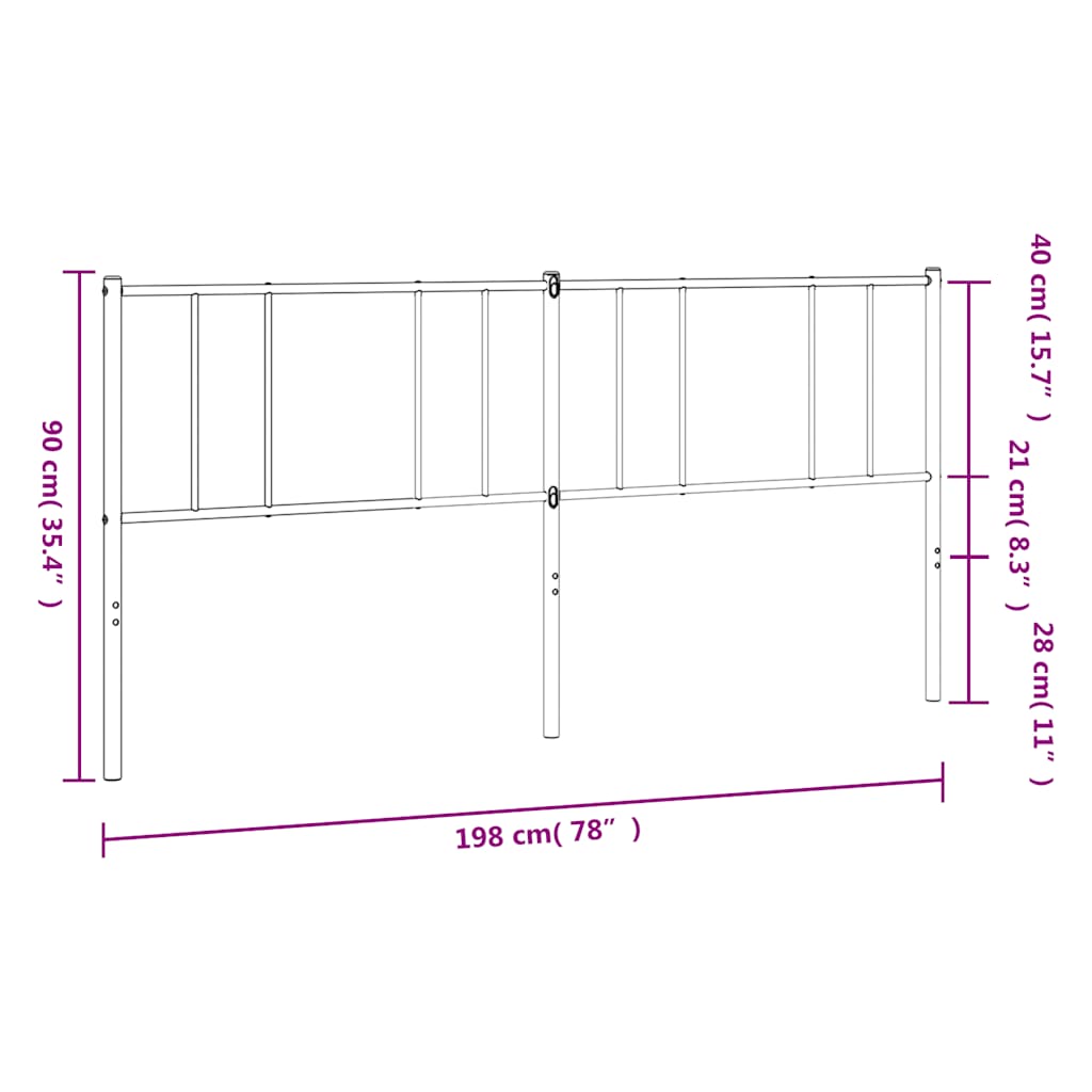 Ersatz-Kopfteil Metall Weiß 193 cm