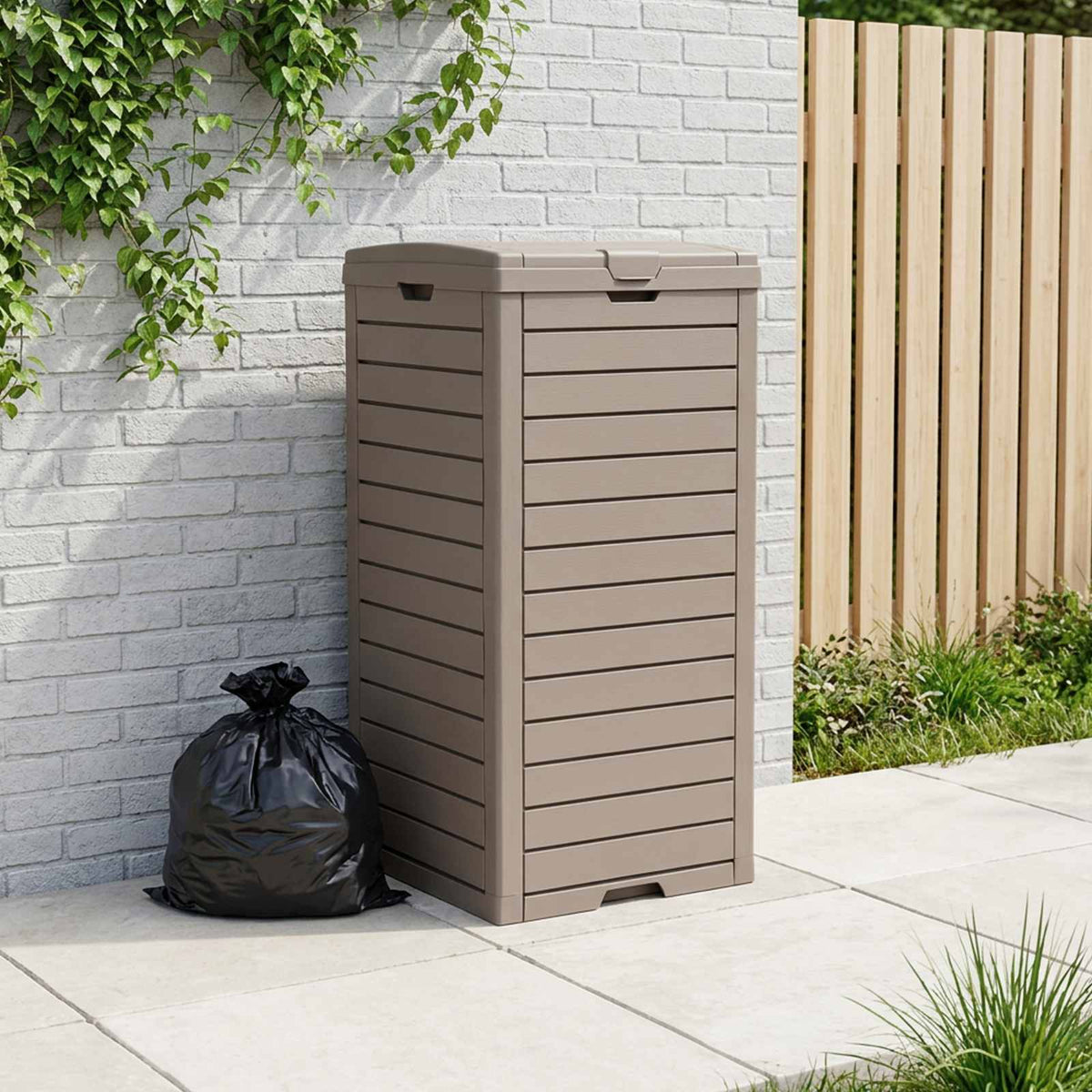 Outdoor-Mülltonne Hellbraun 41x41x86 cm Polypropylen