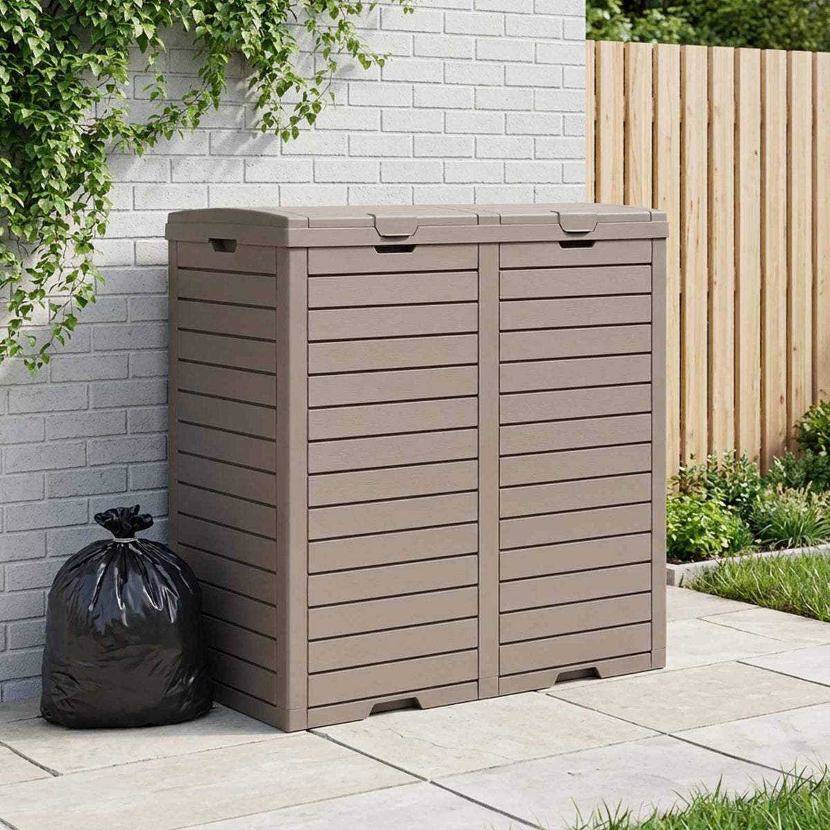 Outdoor-Mülltonne Hellbraun 78x41x86 cm Polypropylen