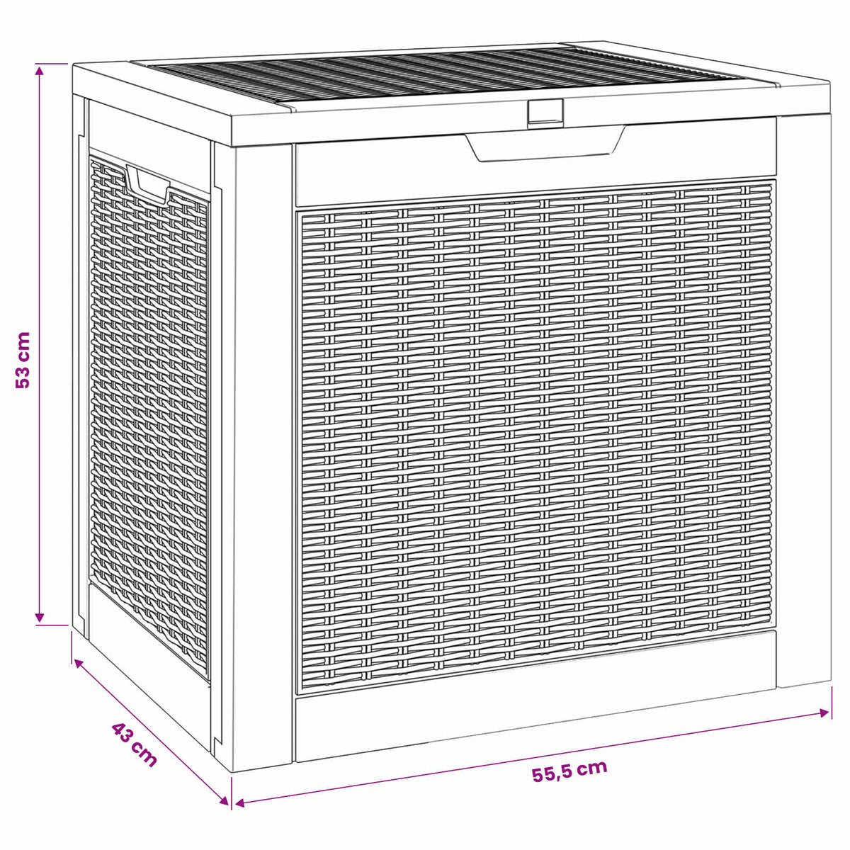 Gartenbox Schwarz 55,5x43x53 cm Polypropylen