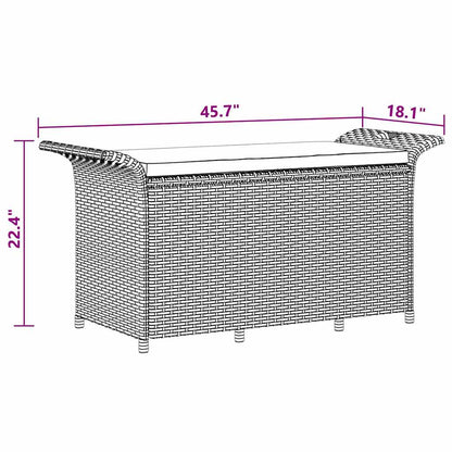 Gartenbank mit Kissen Grau 116x46x57 cm Poly Rattan