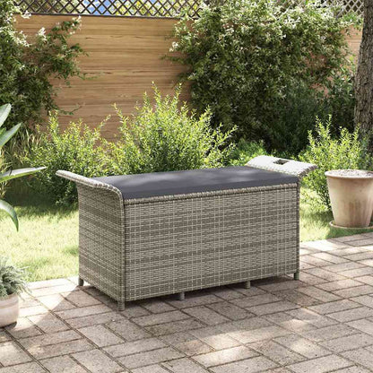 Gartenbank mit Kissen Grau 116x46x57 cm Poly Rattan