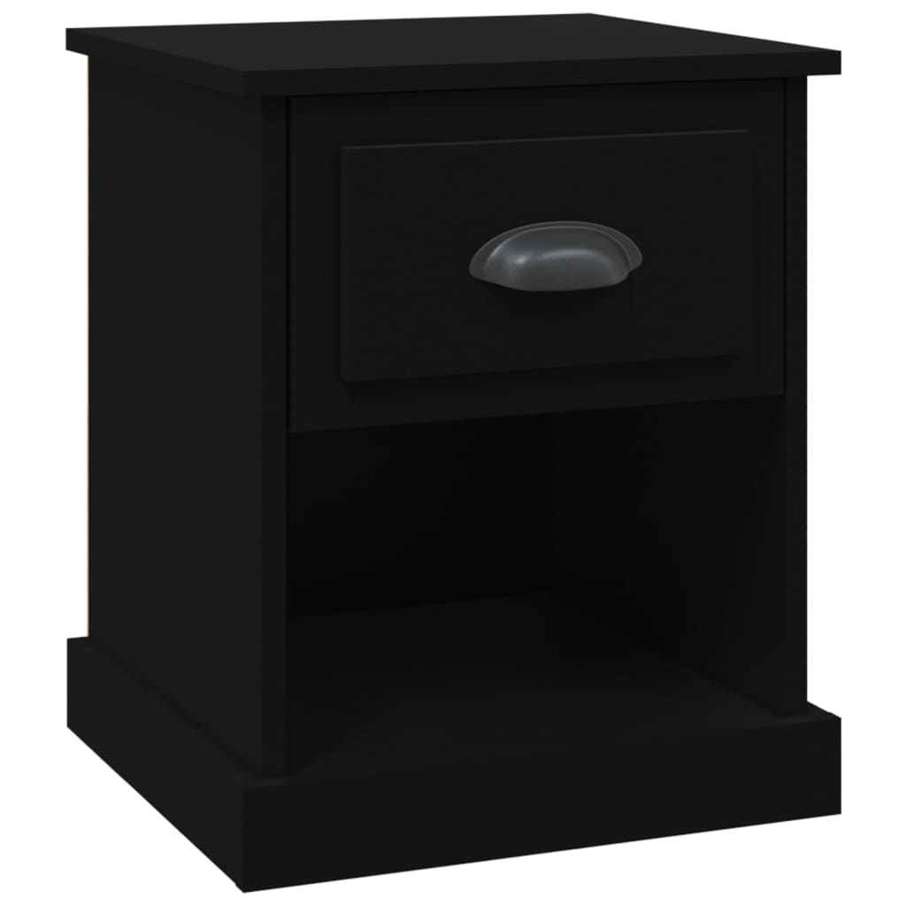 Bedside Table Black 39x39x47.5 cm Wood Material
