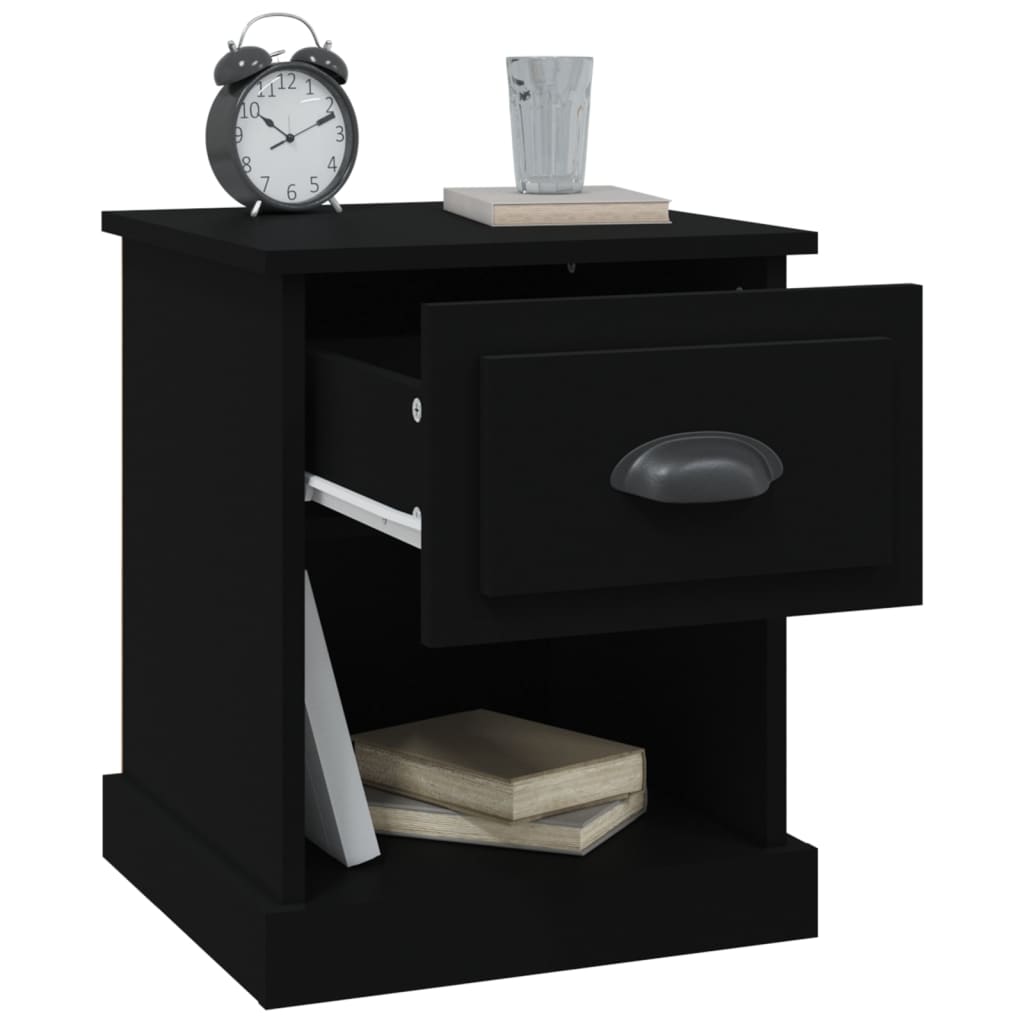 Bedside Table Black 39x39x47.5 cm Wood Material