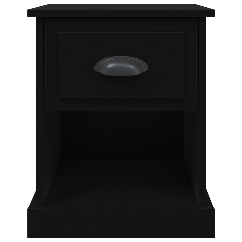 Bedside Table Black 39x39x47.5 cm Wood Material