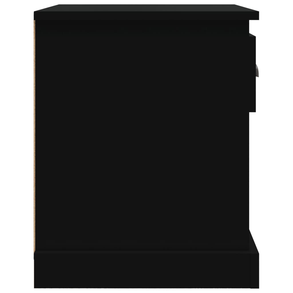 Bedside Table Black 39x39x47.5 cm Wood Material