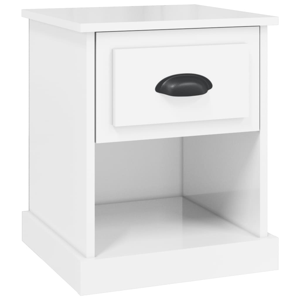 Bedside table high gloss white 39x39x47.5 cm wood material