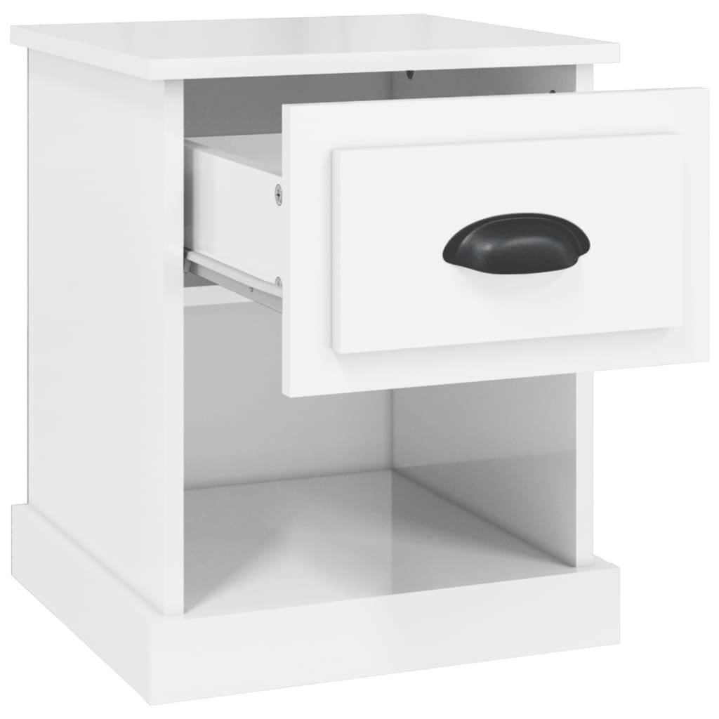 Bedside table high gloss white 39x39x47.5 cm wood material