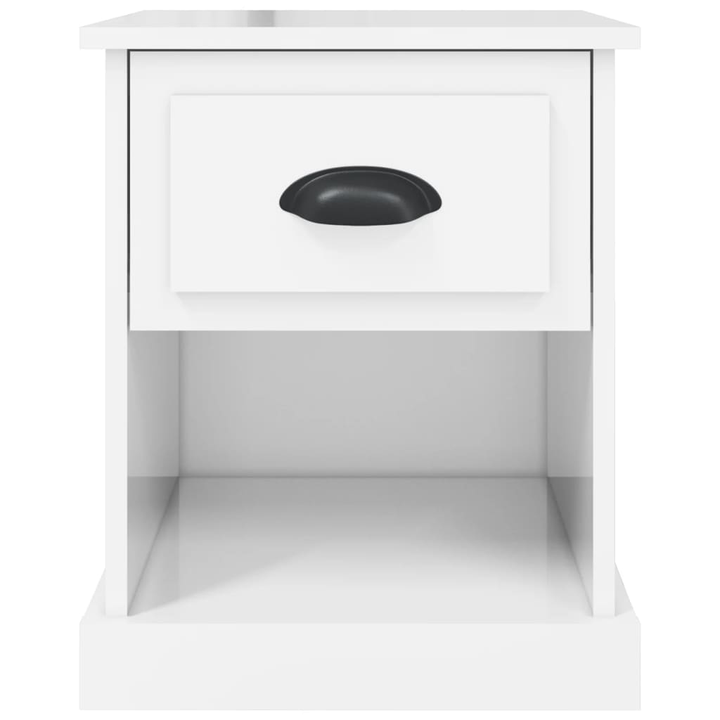 Bedside table high gloss white 39x39x47.5 cm wood material