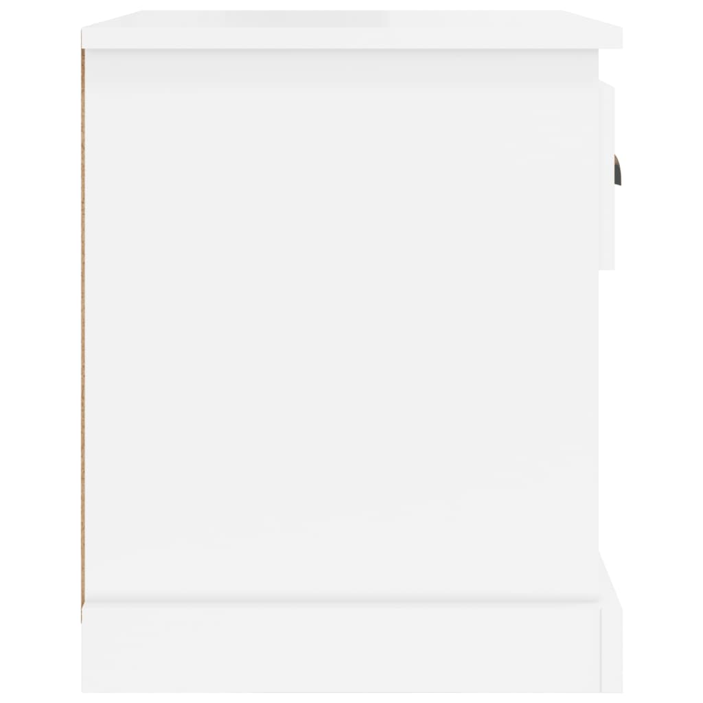 Bedside table high gloss white 39x39x47.5 cm wood material