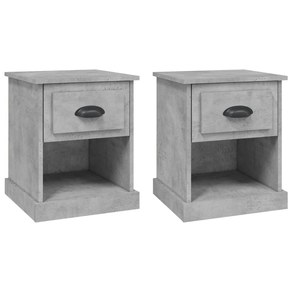Bedside tables 2 pcs. Concrete grey 39x39x47.5 cm wood material
